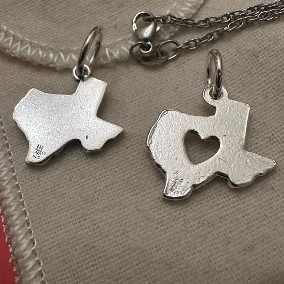 James Avery Texas Charms W/Rope Necklace!! 20” Necklace/Heart Of Texas/Kerrville